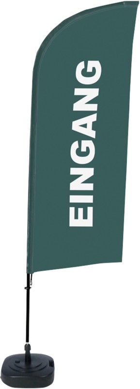 SHOWDOWN Strandflagge Eingang Windform Grau 330 x 89 cm Einzel Aluminium