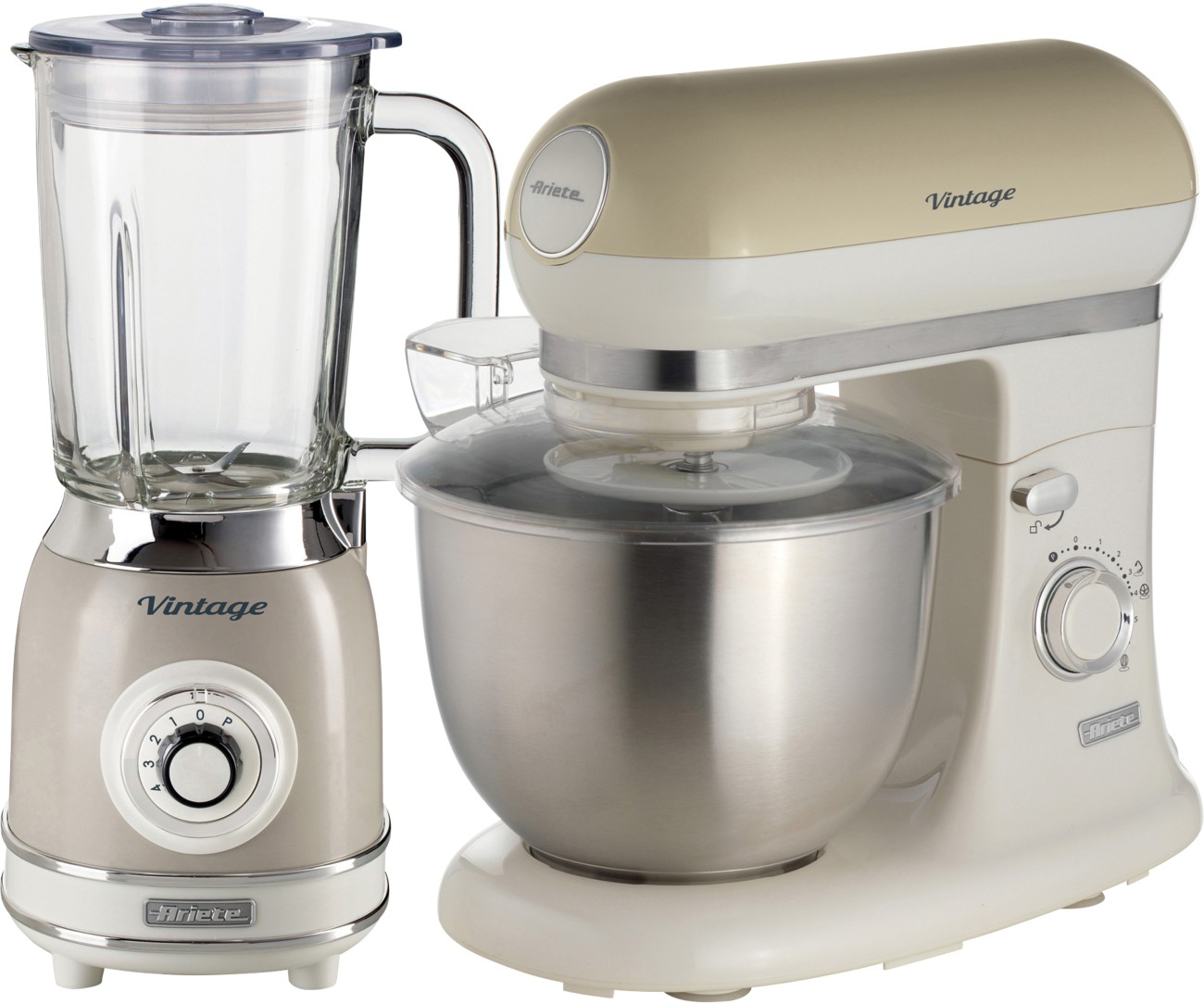 Ariete ARPK36 Vintage Stand Mixer and Glass Blender - 5.5L Mixer, 1.5L Blender, Cream - Image 3