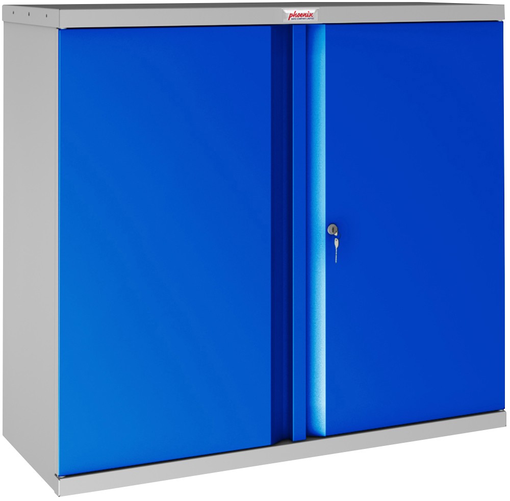 Phoenix Scl Series Regular Door Cupboard Steel 1 Shelf Lockable 915 X 370 X 830 Mm Blue, Grey