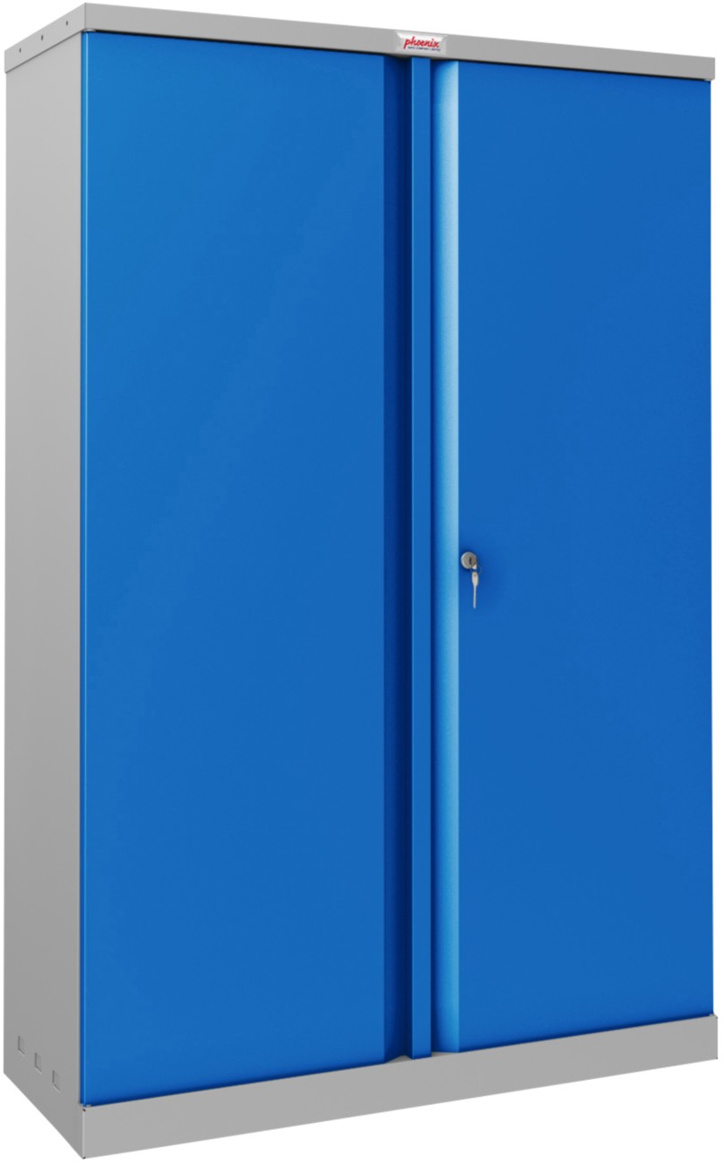 Phoenix SCL Serie Aufbewahrungsschank Stahl 3 Fachböden abschließbar 915 x 370 x 1.400 mm Blau, Grau 1276478