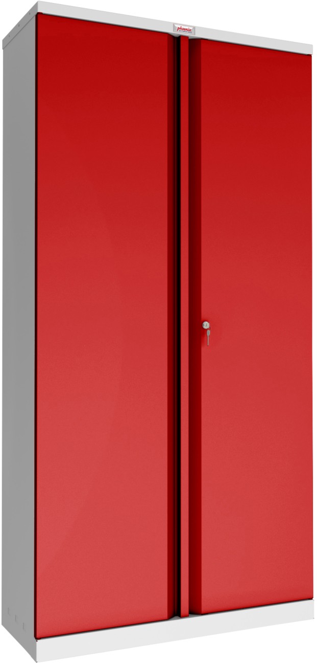 Phoenix Scl Series Regular Door Cupboard Steel 4 Shelves Lockable 915 X 370 X 1,830 Mm Grey, Red