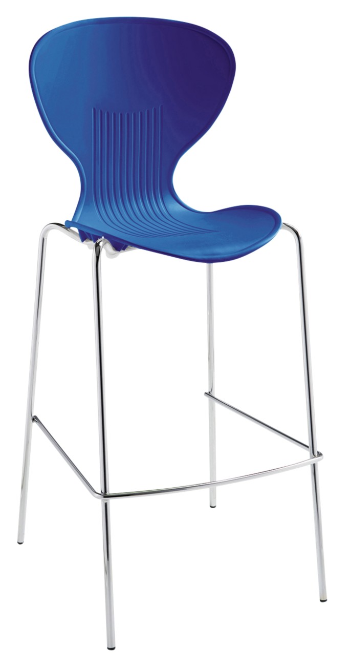 Sienna one piece stool with chrome legs pack of 2 - blue SIE50009-B - Image 3