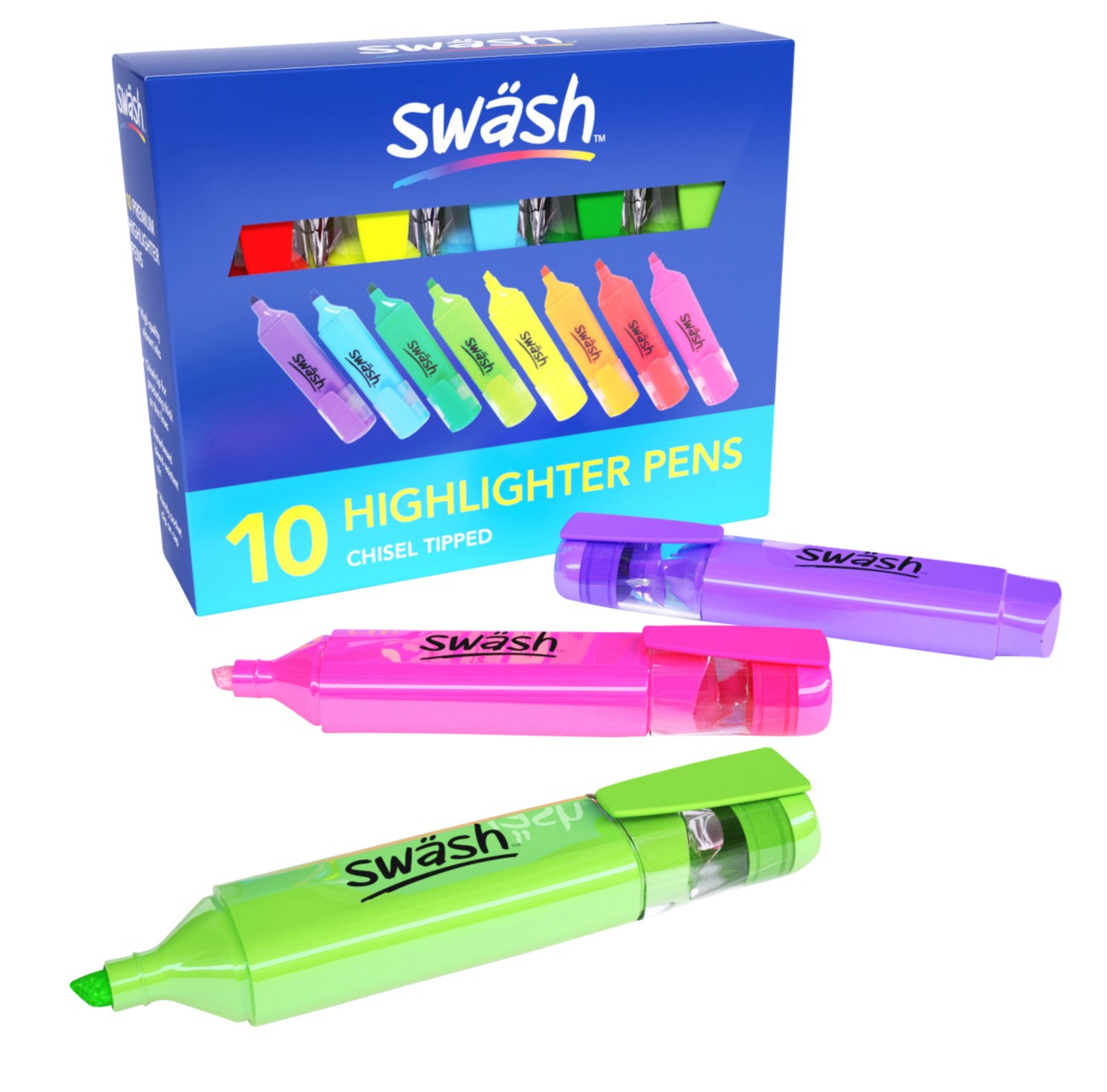 Swäsh Highlighter Assorted Broad Chisel - 5 Mm Pack Of 10