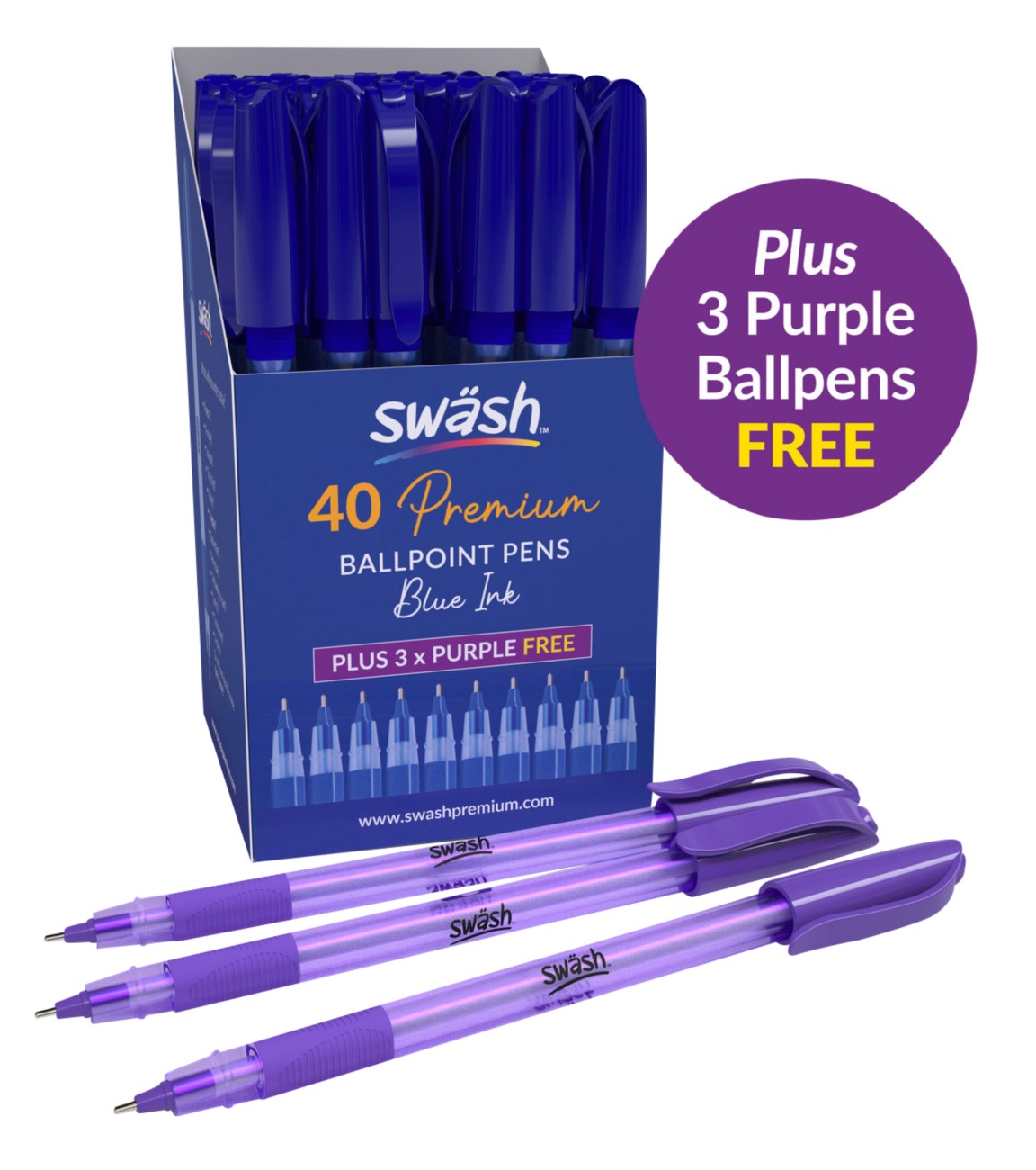 Swäsh Triangular Ballpoint Pen Blue Medium Ballpoint 4Pack Of 3