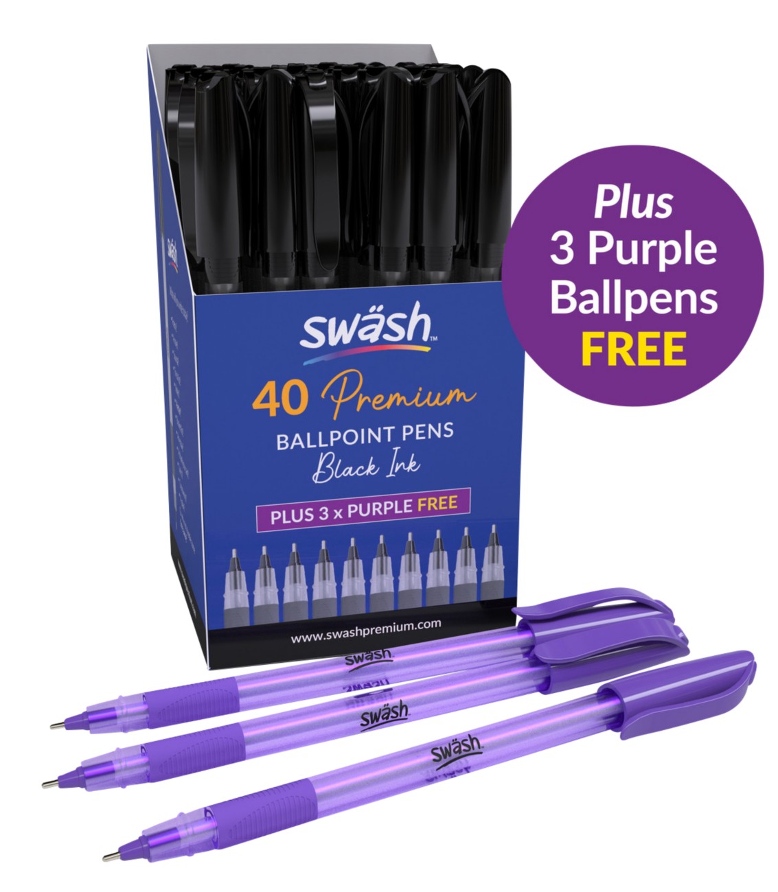 Swäsh Triangular Ballpoint Pen Black Medium Ballpoint 4Pack Of 3