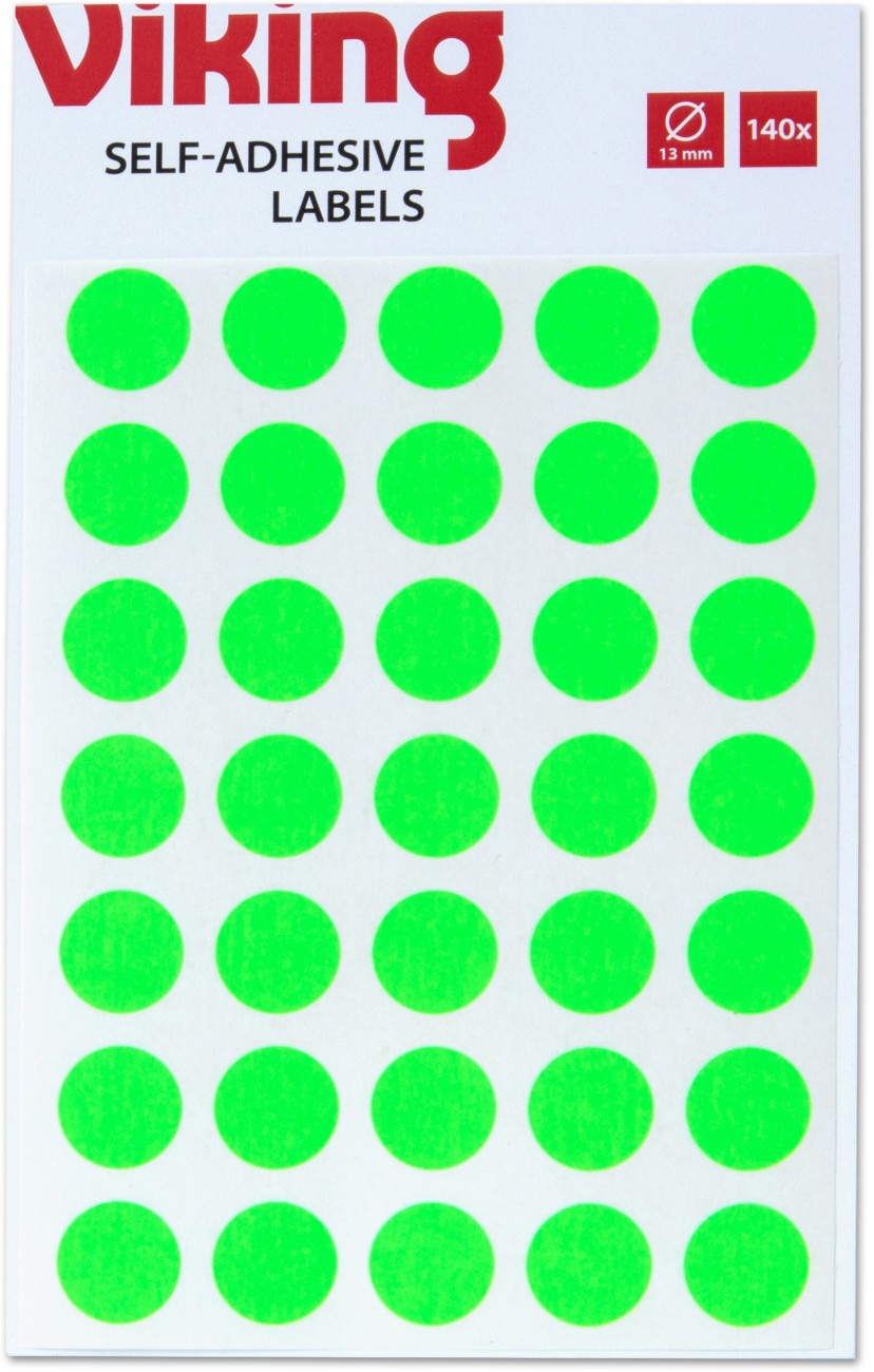 Viking Marking Dots Adhesive Green 13 Mm Pack Of 140