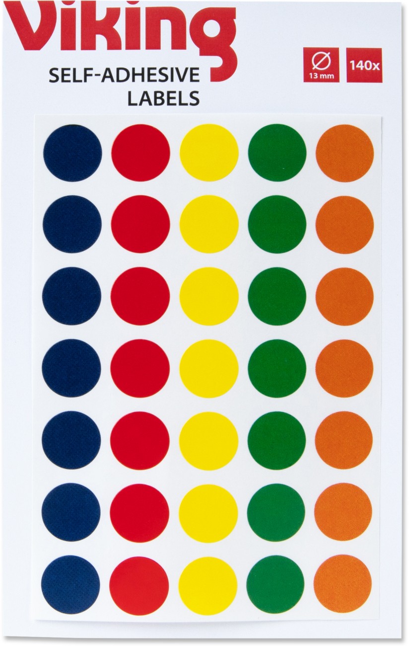 Viking Marking Dots Adhesive Assorted 13 Mm Pack Of 140