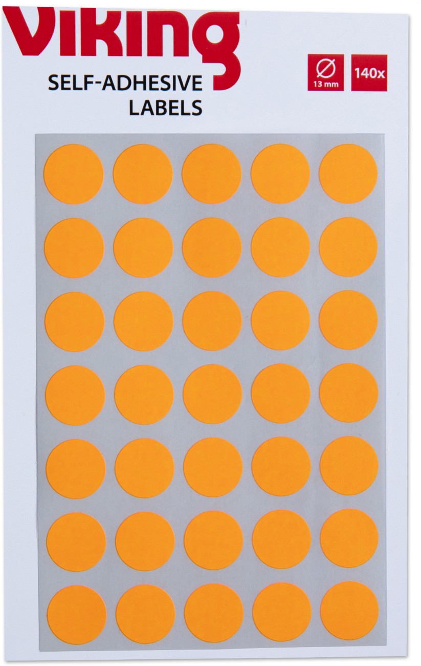Viking Marking Dots Adhesive Orange 13 Mm Pack Of 140