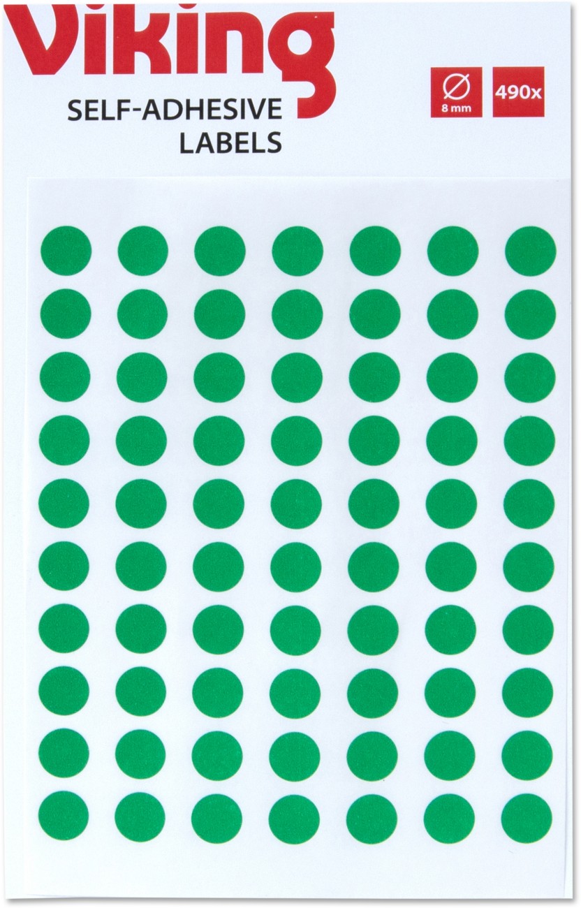 Viking Marking Dots Adhesive Green 8 Mm Pack Of 490