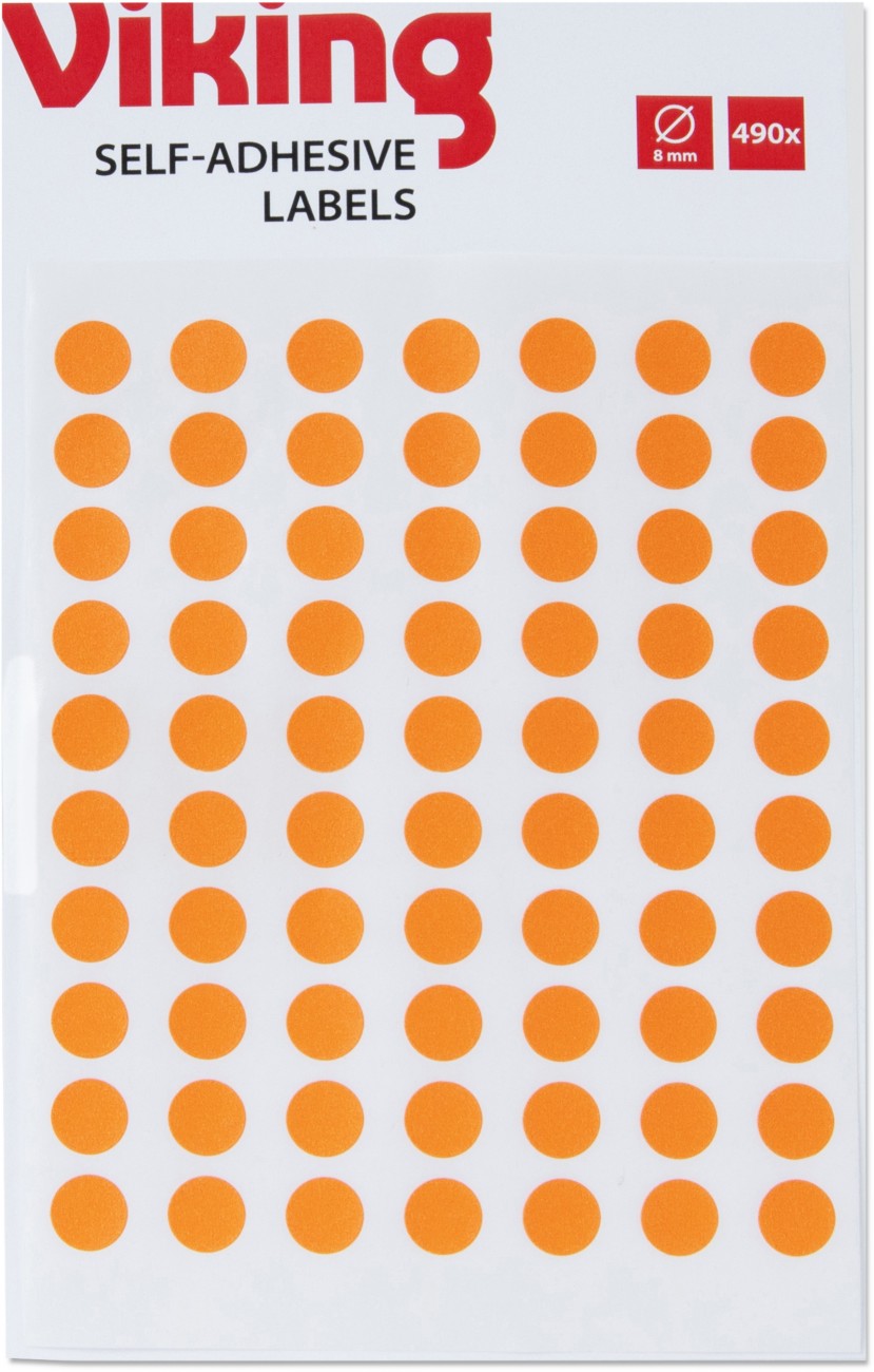 Viking Marking Dots Adhesive Orange 8 Mm Pack Of 490