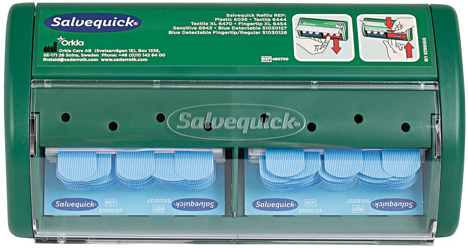 Salvequick Pflasterspender 23 x 5,5 x 12 cm 1 Spender + 2 Packungen Pflaster