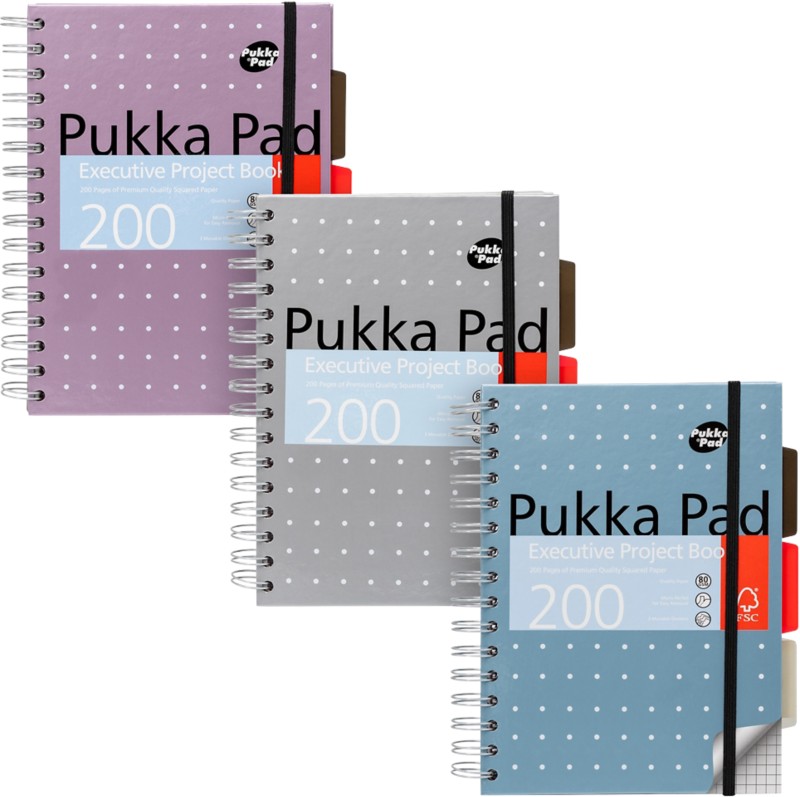 Pukka Metallics Notizbuch DIN A5 Kariert Doppeldraht Seitlich gebunden Hard Back Hardback Farbig sortiert Nicht gelocht ...