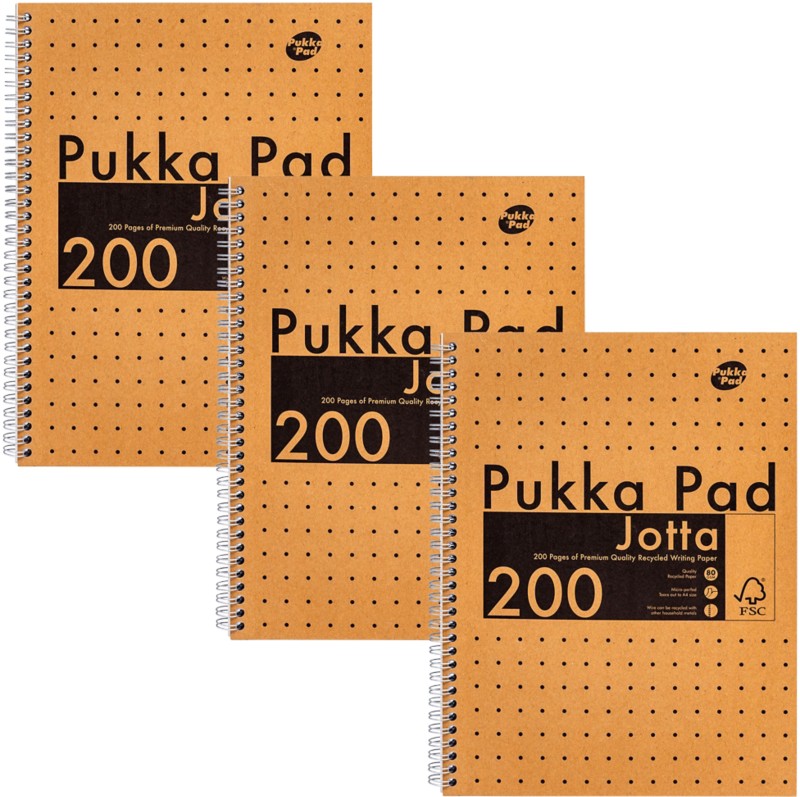 Pukka Kraft Notizbuch DIN A4 Liniert Doppeldraht Seitlich gebunden Karton Hardback Braun Gelocht 200 Seiten 3 Stück à 20...