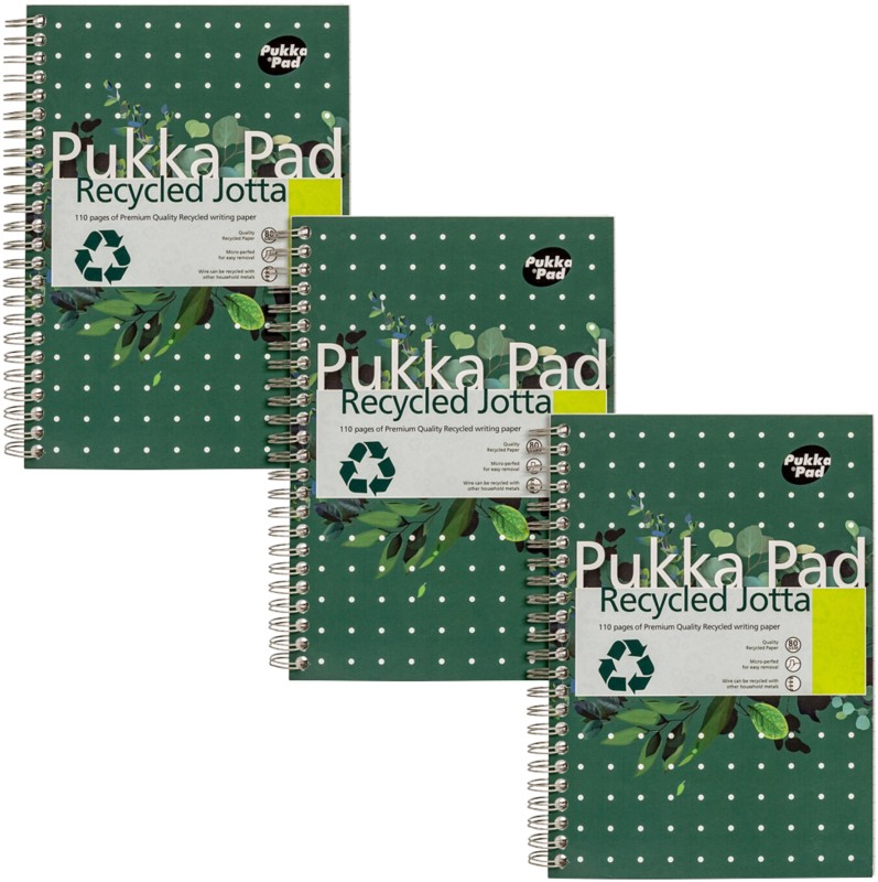 Pukka Notizbuch DIN A5 Liniert Doppeldraht Seitlich gebunden Karton Hardback Grün Nicht gelocht 110 Seiten 3 Stück à 110...