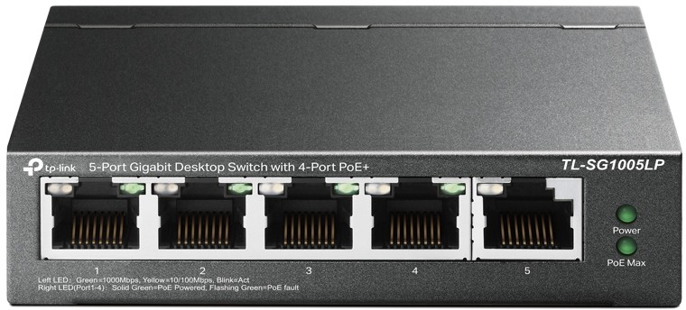 Thumbnail - TP-LINK TL-SG1005LP Netzwerk-Switch Unmanaged Gigabit Ethernet (10/100/1000) Power over Ethernet (PoE) Schwarz