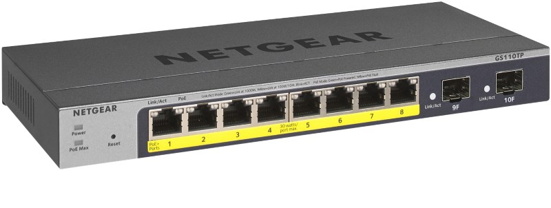 Thumbnail - NETGEAR Switch GS110TP Managed L2/L3/L4 Gigabit Ethernet (10/100/1000) Power over Ethernet (PoE) Grau