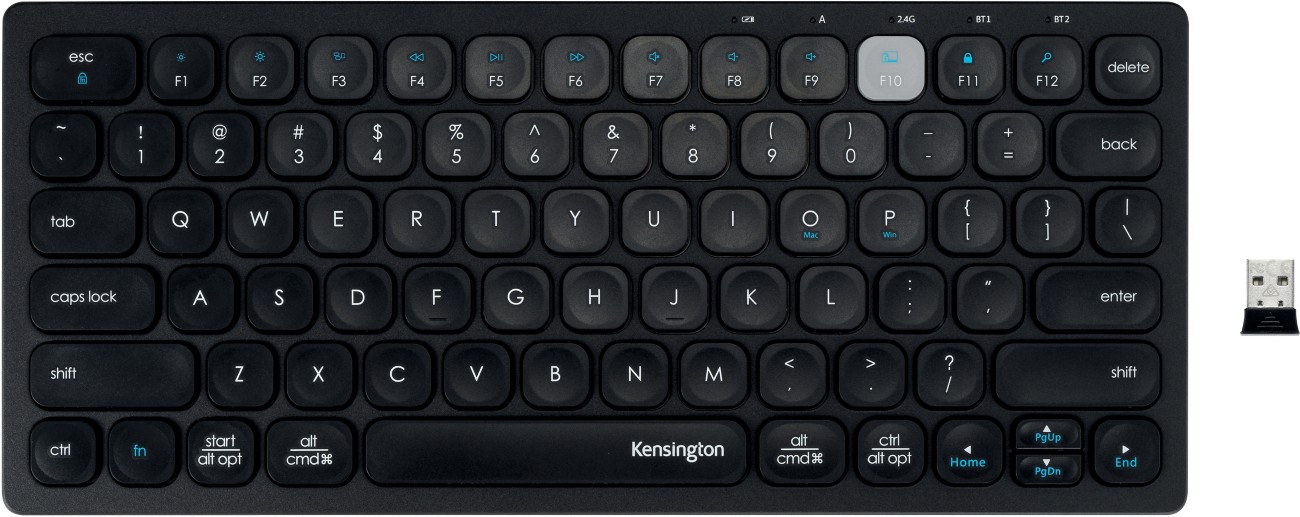 Kensington Dual Kabellose Kompakte Tastatur K75502DE QWERTZ Bluetooth/USB-A Nano Receiver Schwarz