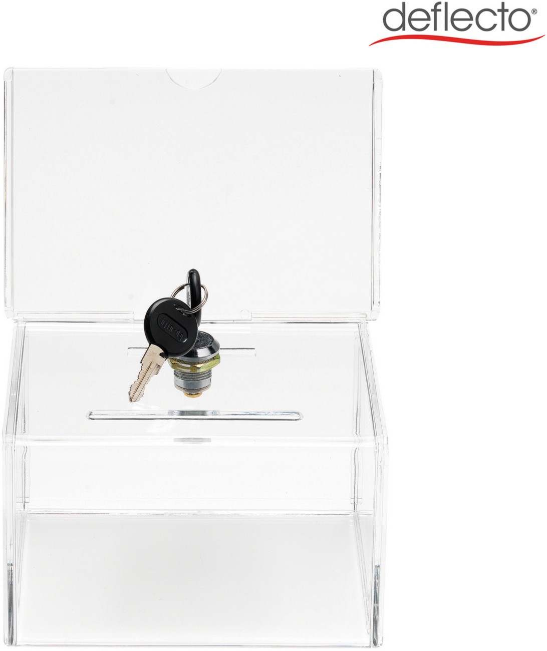 Deflecto Suggestion Box Retangle 16.5 (W) X 13.5 (D) X 20.5 (H) Cm Transparent Lockable