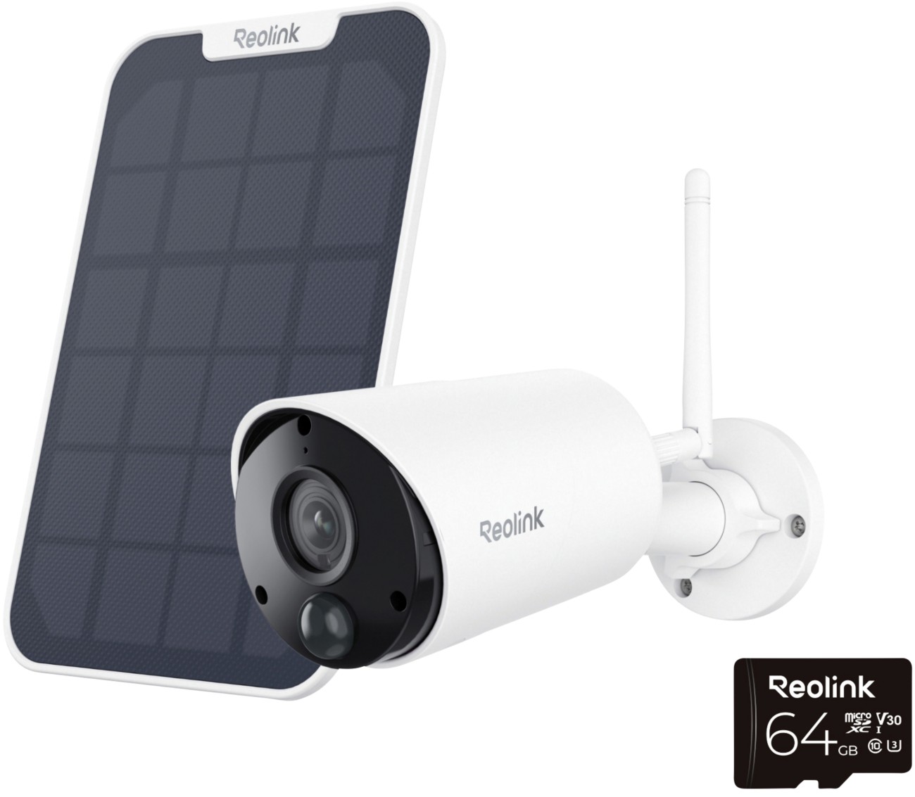 Reolink Argus Series 2K 3Mp Battery Wifi Outdoor Security Camera With Solar Panel + 64Gb