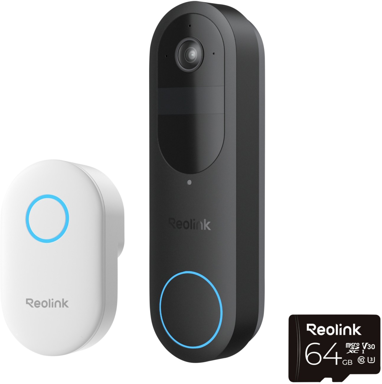 Reolink 2K Wifi Battery Video Doorbell, Smart Detection With Chime + 64Gb