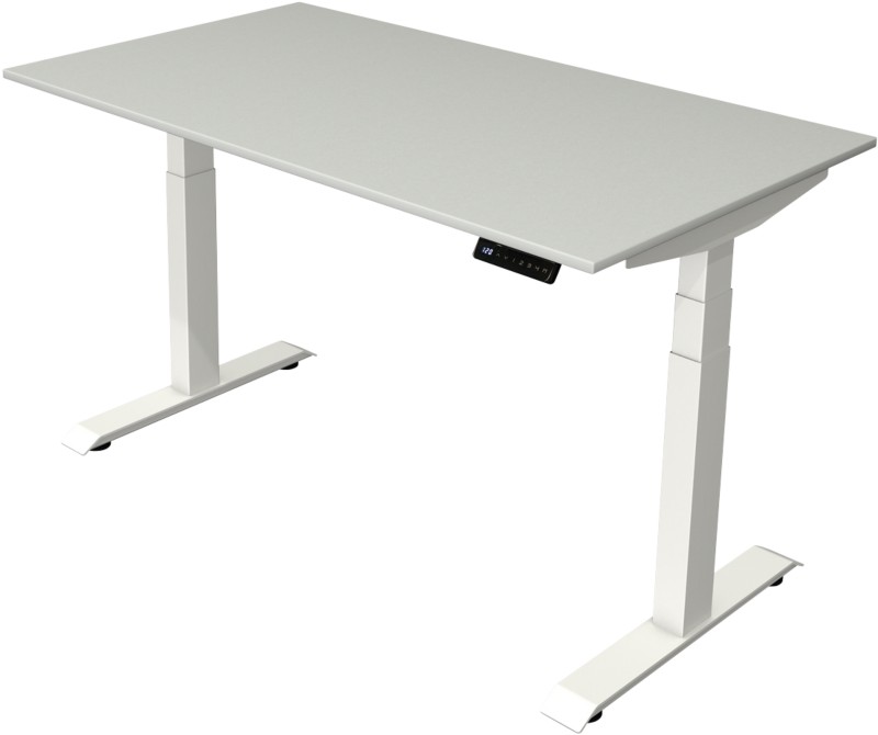 Kerkmann Elektronisch Höhenverstellbar Sitz-Stehschreibtisch Hellgrau T-Fuß 1.400 (B) x 800 (T) x 1.290 (H) mm Metall, H...