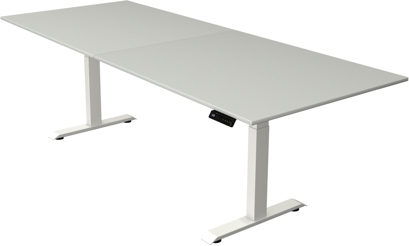 Kerkmann Move4 Elektronisch Höhenverstellbar Sitz-Stehschreibtisch Hellgrau T-Fuß 2.500 (B) x 1.000 (T) x 1.290 (H) mm H...