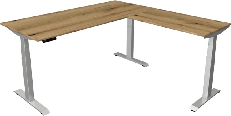 Kerkmann Elektronisch Höhenverstellbar Sitz-Stehschreibtisch Eiche T-Fuß 1.800 (B) x 1.800 (T) x 1.290 (H) mm Metall, Ho...