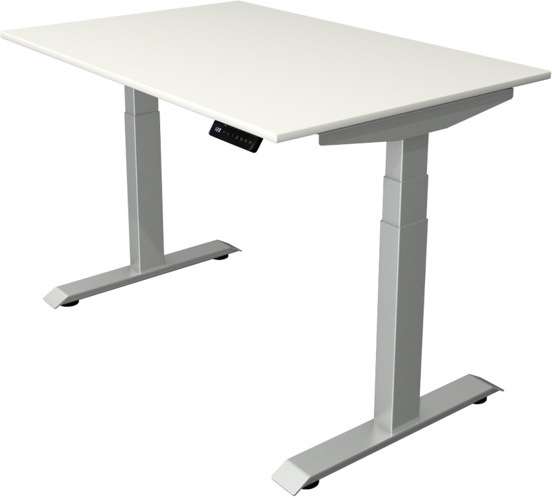Thumbnail - Kerkmann Elektronisch Höhenverstellbar Sitz-Steh-Schreibtisch Ahorn T-Fuß 1.200 (B) x 800 (T) x 1.290 (H) mm Metall, Hol...