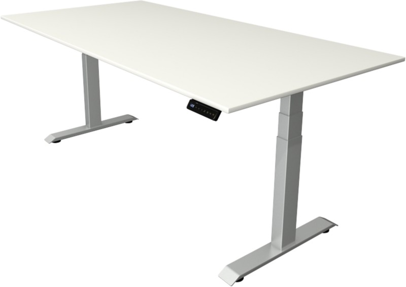 Kerkmann Elektronisch Höhenverstellbar Sitz-Stehschreibtisch Weiß T-Fuß 2.000 (B) x 1.000 (T) x 1.290 (H) mm Metall, Hol...