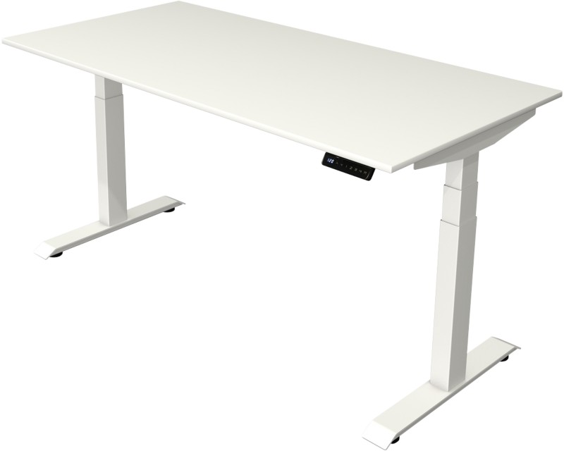 Kerkmann Elektronisch Höhenverstellbar Sitz-Stehschreibtisch Weiß T-Fuß 1.600 (B) x 800 (T) x 1.290 (H) mm Metall, Holz