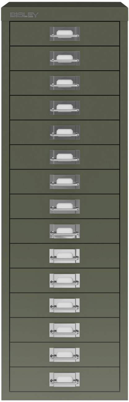 Bisley Metall Schubladenschrank 15 Schübe 279 x 380 x 860 mm Grün