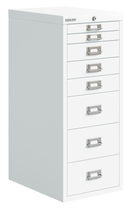 Bisley Metall Schubladenschrank 7 Schübe 279 x 407 x 590 mm Weiß