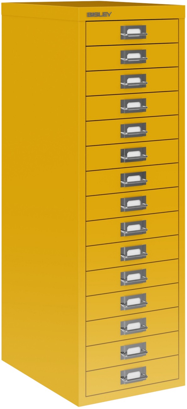 Bisley Metall Schubladenschrank 15 Schübe 279 x 380 x 860 mm Gelb