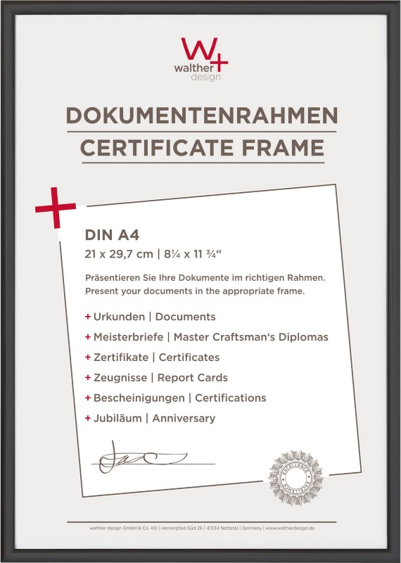 walther design Bilderrahmen Schwarz Kunststoff KV130B 22,2 (B) x 1,4 (T) x 31 (H) cm
