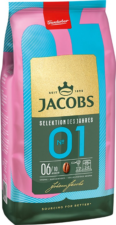 Jacobs Selektion des Jahres Kaffeebohnen Beutel Ausgewogener und vollmundiger Geschmack 6/10 Medium 1 kg