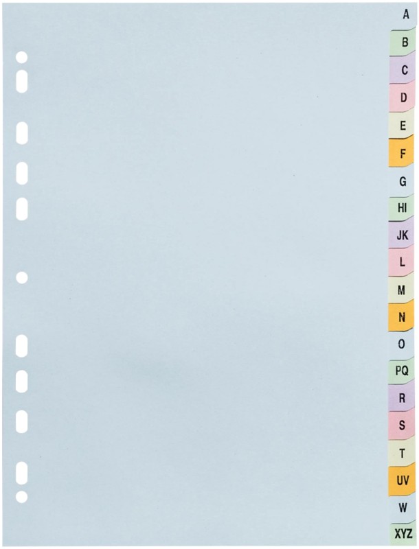 Exacompta Forever Alphabetisches Register A4 Farbig sortiert 20 Stück Karton 11 Löcher 2621E
