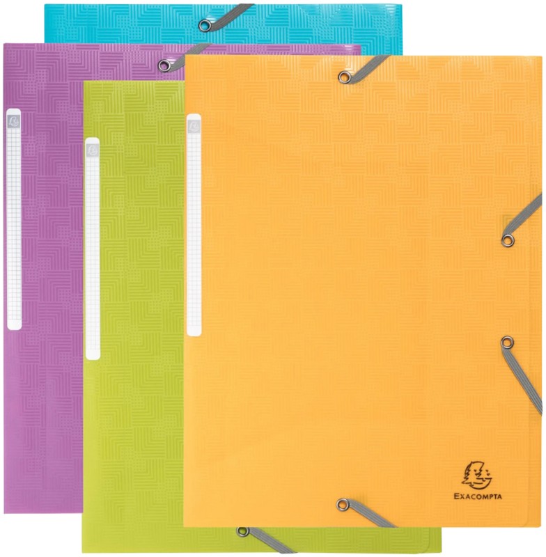 Exacompta Pop' N Co Dreiflügelmappe 55990E A4 PP (Polypropylen) Gummiband 24 (B) x 32 (T) x 0,2 (H) cm Farbig sortiert 4...