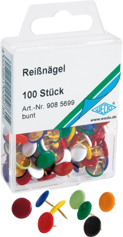 WEDO Reißnägel Metall Farbig sortiert 100 Stück