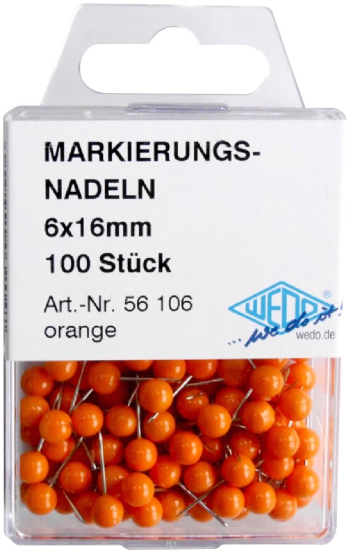 WEDO Stecknadeln Metall Orange 100 Stück