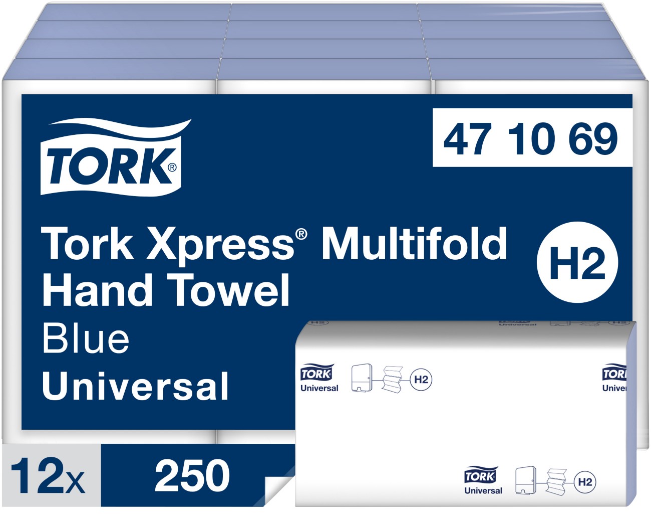 Tork Xpress H2 Multi-Fold Hand Towel Blue 1 Ply 471069 Pack Of 3000