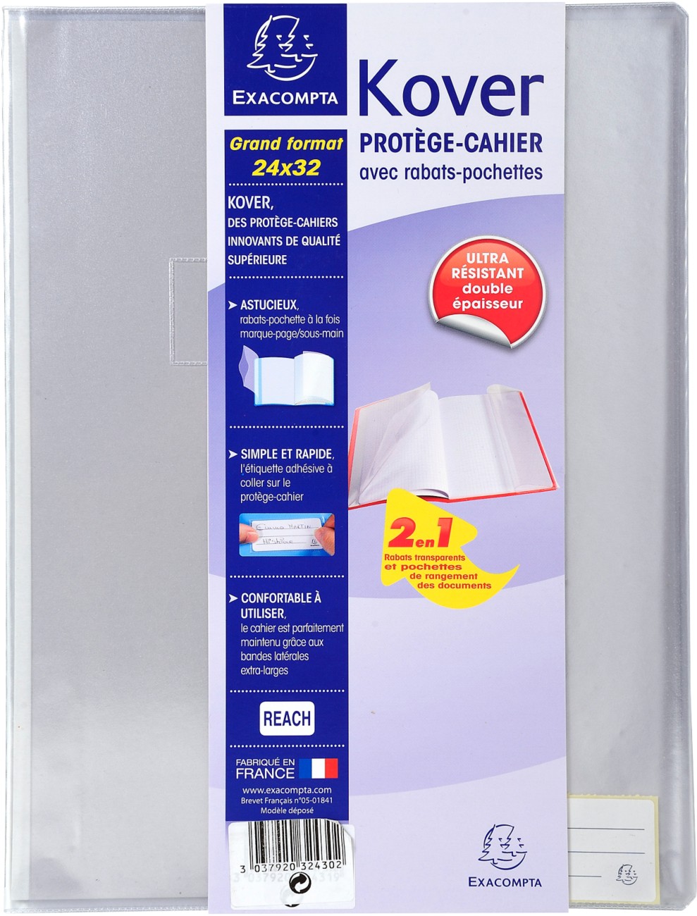 Thumbnail - Exacompta Kover Buchcover Kunststoff, PVC (Polyvinylchlorid) Transparent 60 Stück