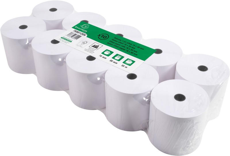 Exacompta Till Roll 76 Mm X 80 Mm X 12 Mm X 54 M 60 Gsm White Pack Of 50