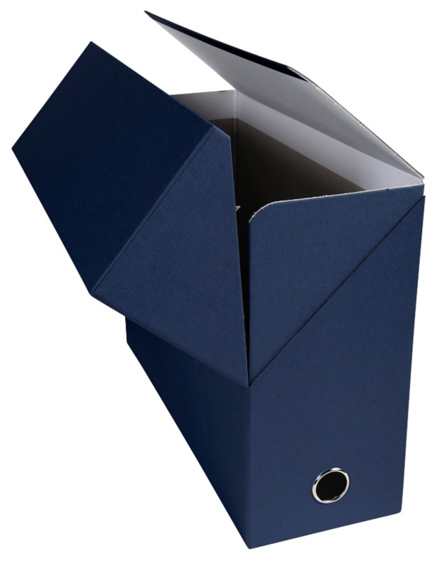 Exacompta Leinenpapier Archivbox 89427E Dunkelblau 34,5 x 12 x 26 cm Pappkarton, Papier 5 Stück