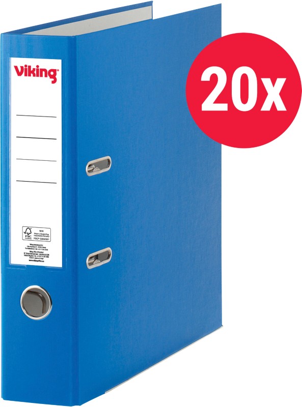 Viking Breit Ordner DIN A4 75 mm Blau 2 Ringe PP (Polypropylen) Matt Hochformat 20 Stück