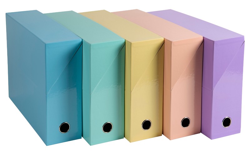 Thumbnail - Exacompta Aquarel Archivbox 89560E DIN A4 Pappkarton 34,5 (B) x 9 (T) x 25,5 (H) cm Mehrfarbig 5 Stück