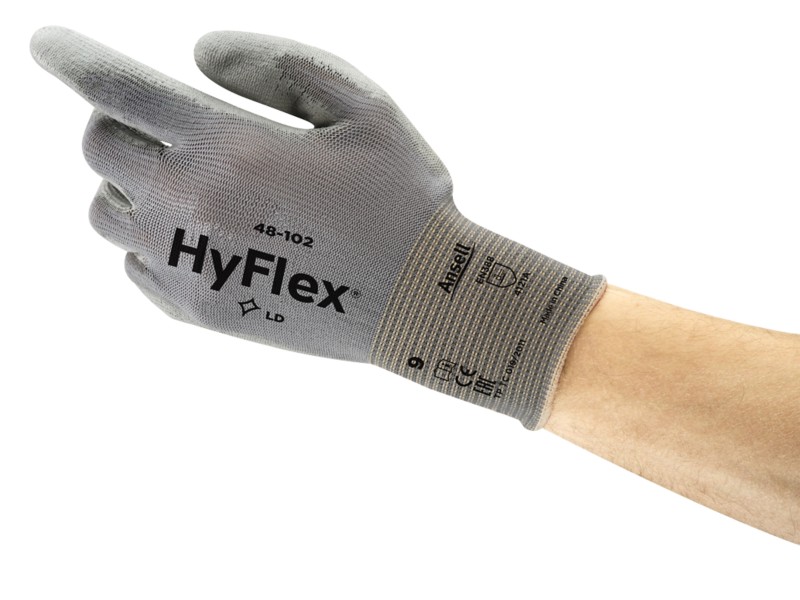 Ansell HyFlex Mechanical Protection Arbeitshandschuhe Nylon, PU (Polyurethan) Größe 7 Grau 12 Paar à 2 Handschuhe