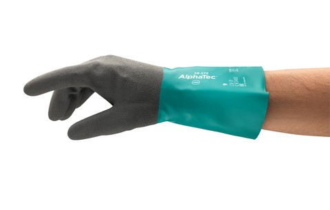Thumbnail - Ansell AlphaTec Chemical Protection Mehrweg Schutzhandschuhe Nitril, Nylon Größe 8 Grau, Türkis 6 Paar à 2 Handschuhe
