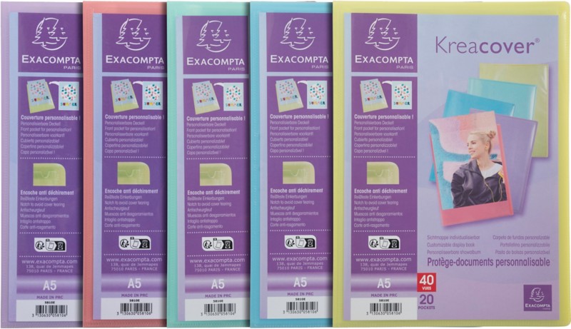 Thumbnail - Exacompta Kreacover Pastel Präsentationsmappe 20 Taschen DIN A5 Farbig sortiert 10 Stück