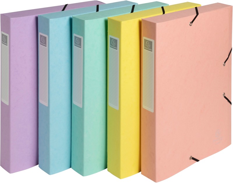 Exacompta Aquarel Archivbox 14460E DIN A4 Pressspankarton Gummiband 25 (B) x 4 (T) x 33 (H) cm Farbig sortiert 40 mm 10 ...