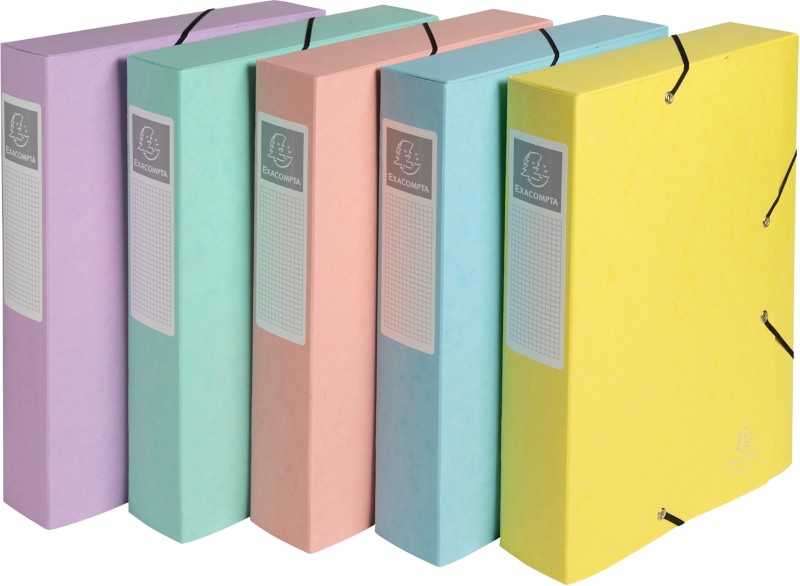 Exacompta Aquarel Archivbox 16460E DIN A4 Pressspankarton Gummiband 24,5 (B) x 0,3 (T) x 32,5 (H) cm Farbig sortiert 60 ...